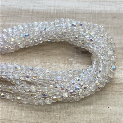 kelliesbeadboutique.com | 3mm Crystal AB Firepolish Beads
