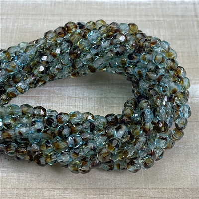 kelliesbeadboutique.com | 4mm Firepolish Teal Tortoise Beads