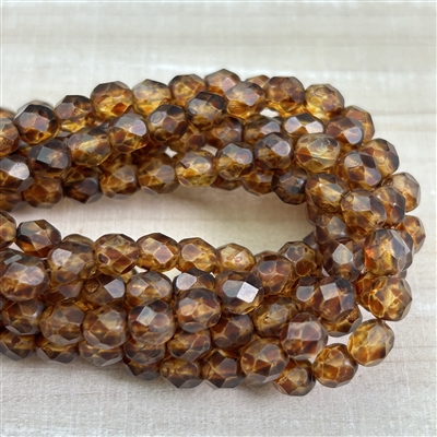 kelliesbeadboutique.com | 6mm Firepolish Matte Crystal Picasso