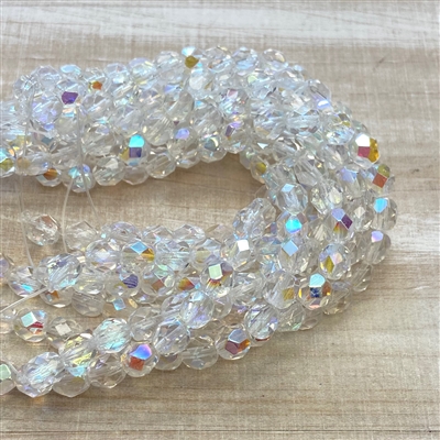 kelliesbeadboutique.com | 6mm Firepolish Crystal AB Beads