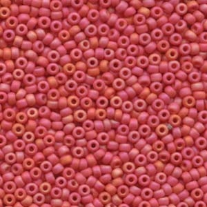 kelliesbeadboutique.com | 11/0 Miyuki Matte Opaque Vermillion Red AB Seed Beads