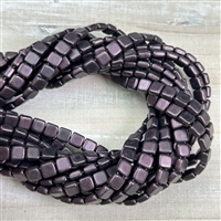 kelliesbeadboutique.com | Metallic Suede Dark Plum CzechMates Tile Beads 6mm