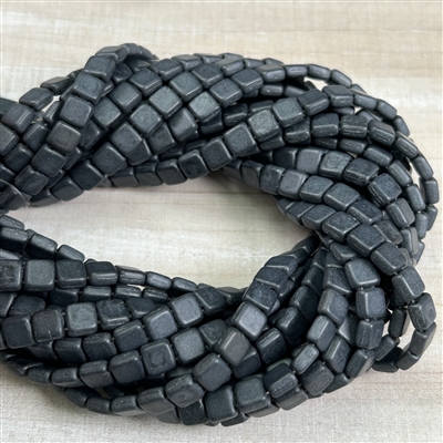 CzechMates Matte  Hematite Tile Bead 6mm