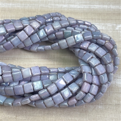 kelliesbeadboutique.com | CzechMates Opaque Amethyst Lustre Tile Bead 6mm