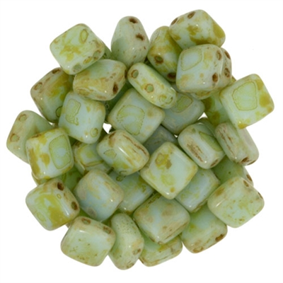 CzechMates Picasso Opaque Pale Turquoise Tile Bead 6mm