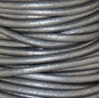 kelliesbeadboutique.com | Grey Metallic Round Leather Cording