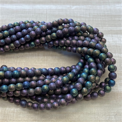 kelliesbeadboutique.com | 6mm Czech Rounds Matte Iris Purple Beads