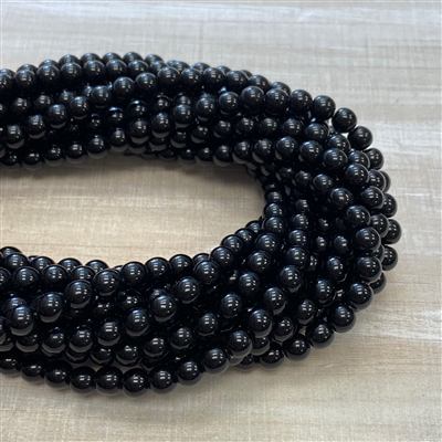 kelliesbeadboutique.com | 6mm Czech Rounds Jet Beads