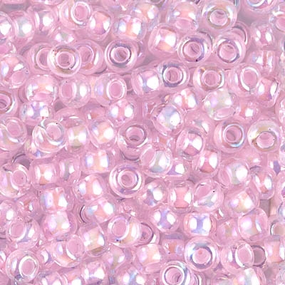 kelliesbeadboutique.com | 6/0 Miyuki Pink Lined Crystal AB Seed Beads