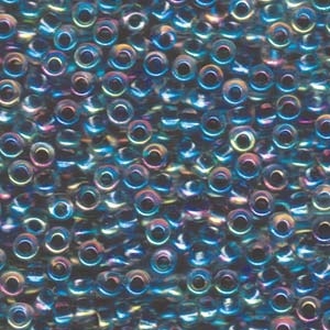 kelliesbeadboutique.com | 6/0 Variegated Blue Lined Crystal AB Miyuki Seed Beads
