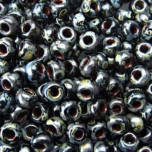 kelliesbeadboutique.com | 6/0 Miyuki Picasso Smoky Black Matte Seed Beads