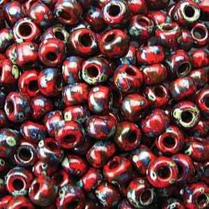 kelliesbeadboutique.com | 6/0 Miyuki Picasso Red Garnet Matte Seed Beads