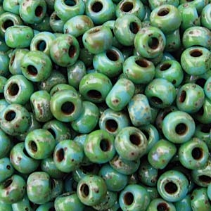 kelliesbeadboutique.com | 6/0 Miyuki Picasso Seafoam Green Matte Seed Beads