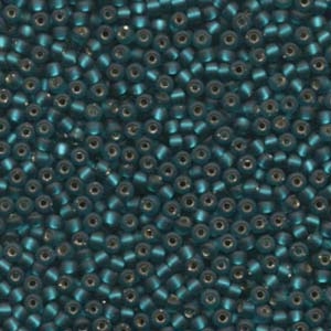 kelliesbeadboutique.com | 8/0 Miyuki Matte Silver Lined Teal Seed Beads