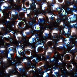 8/0 Miyuki Picasso Dk Amber Trans Seed Beads