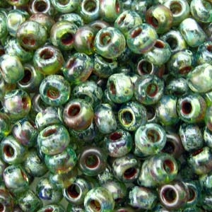 8/0 Olivine Transparent Picasso Miyuki Seed Beads