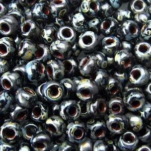 8/0 Smoky Black Matte Picasso Miyuki Seed Beads