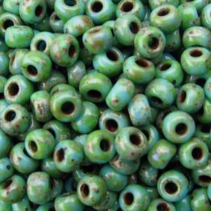 8/0 Seafoam Green Matte Picasso Miyuki Seed Beads