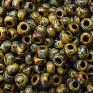 8/0 Brown Tan Matte Picasso Miyuki Seed Beads