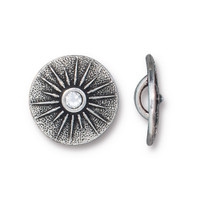 kelliesbeadboutique.com | TierraCast Starburst Button with SS9 Crystal - Antique Silver