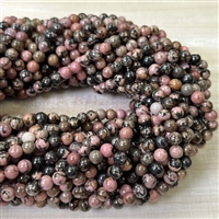 kelliesbeadboutique.com | 6mm Rhodonite with Matrix Strands