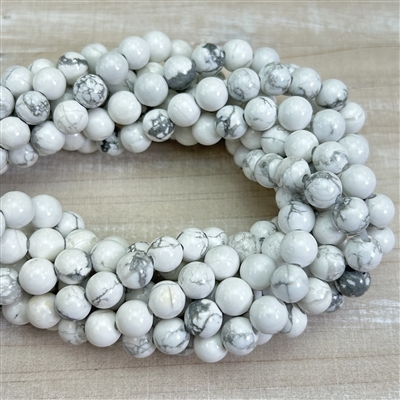 kelliesbeadboutique.com | 8mm White Howlite Lg Hole - Long Strand