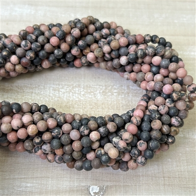 kelliesbeadboutique.com | 44mm Matte Rhodonite in Matrix Strands