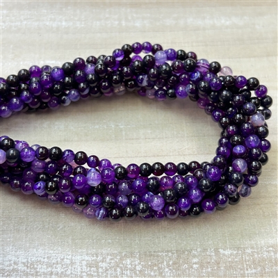 kelliesbeadboutique.com | 4mm Purple Banded Agate Strands