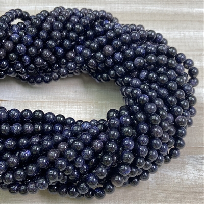 kelliesbeadboutique.com | 6mm Blue Goldstone Strands