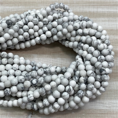 kelliesbeadboutique.com | 6mm Matte Howlite Strands