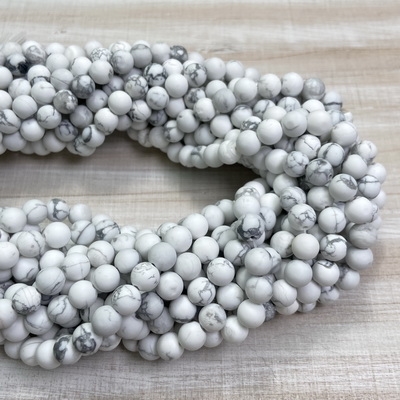 kelliesbeadboutique.com | 8mm Matte White Howlite Strands