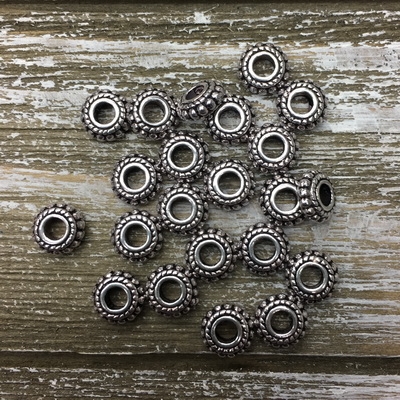 Antique Silver Rondelle Spacer Bead