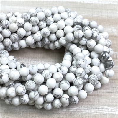 kelliesbeadboutique.com | 8mm White Howlite Round Beads