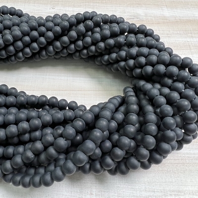 kelliesbeadboutique.com | 6mm Matte Black Onyx Strands