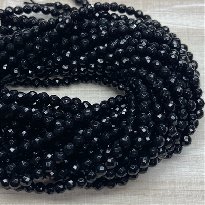 kelliesbeadboutique.com | 4mm Faceted Black Onyx Strands