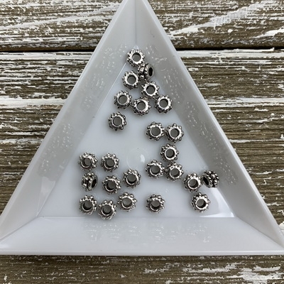 Small Decorative Bead - Antique Silver