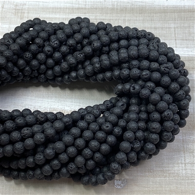 kelliesbeadboutique.com | 6mm Black  Lava Stone Strands