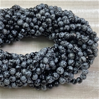 kelliesbeadboutique.com | 6mm Snowflake Obsidian Strands