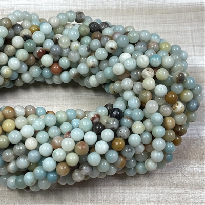 kelliesbeadboutique.com | 6mm Mixed Amazonite Round Beads