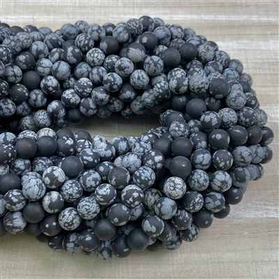 kelliesbeadboutique.com | 8mm Matte Snowflake Obsidian Strands