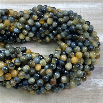 kelliesbeadboutique.com | 6mm Fancy Blue Gold Tigers Eye Strands