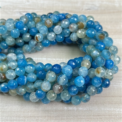 kelliesbeadboutique.com | 8mm Faceted Blue Agate Bead Strands - Dyed