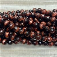 kelliesbeadboutique.com | 8mm Red Tiger Eye Large Hole Beads - Long Strand