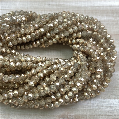 kelliesbeadboutique.com | 4x3mm Tan Plated Chinese Crystals