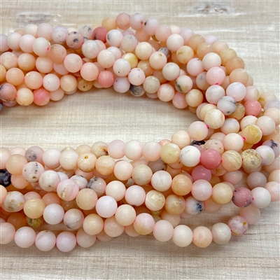 kelliesbeadboutique.com | 6mm Matte Pink Opal Strands