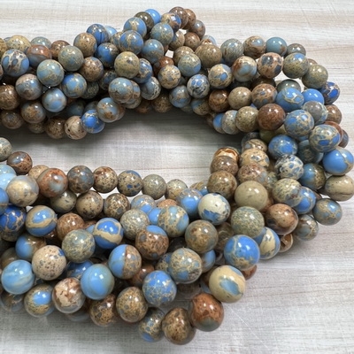 kelliesbeadboutique.com | 8mm Cornflower Blue Aqua Terra Jasper