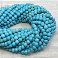 kelliesbeadboutique.com | 8mm Blue Howlite Large Hole Bead Strands