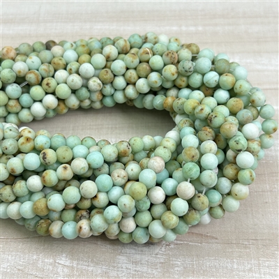 6mm Matte Mongolia Turquoise Round Beads