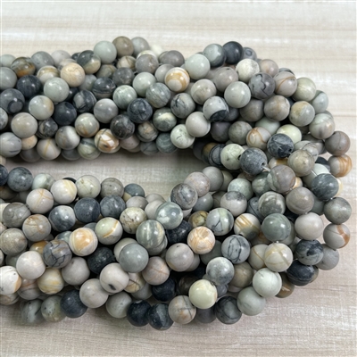 8mm Semi Matte Picasso Jasper Strands