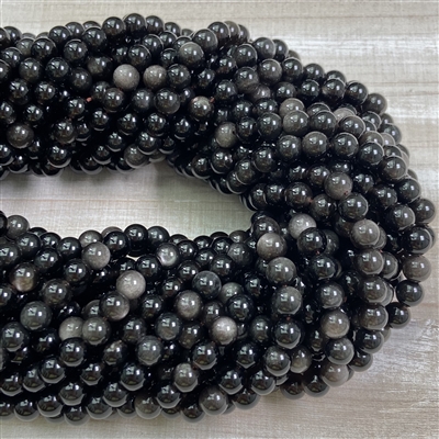 kelliesbeadboutique.com | 6mm Silver Sheen Obsidian Strands